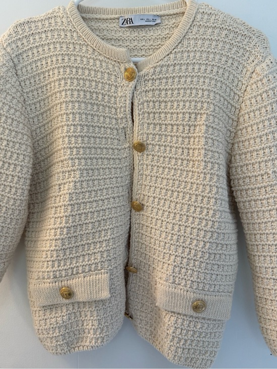 Zara Sweaters - Zara Gold Button Cream Knit Cream Knit Cardigan Size L New without tags